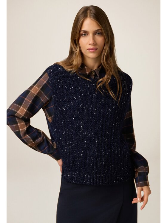 Oltre Oltre Sweter M149E002157N034 Niebieski Regular Fit