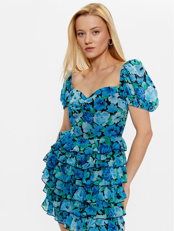 ROTATE ROTATE Kokteilikleit Chiffon Mini 1001101324 Sinine Regular Fit