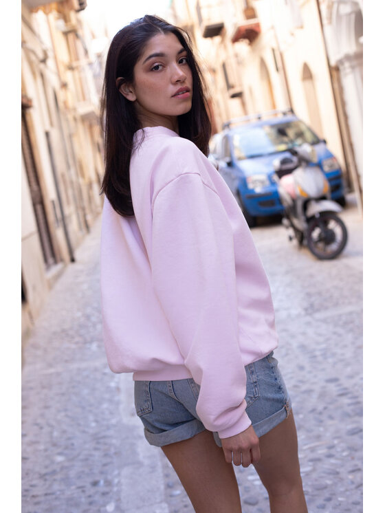 White Rvbbit White Rvbbit Bluza z haftem - twarz Różowy Oversize