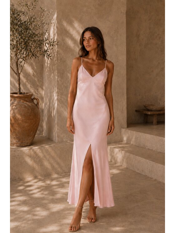 Hottie Hot Hottie Hot Sukienka letnia MARGARET cupro Różowy Slim Fit