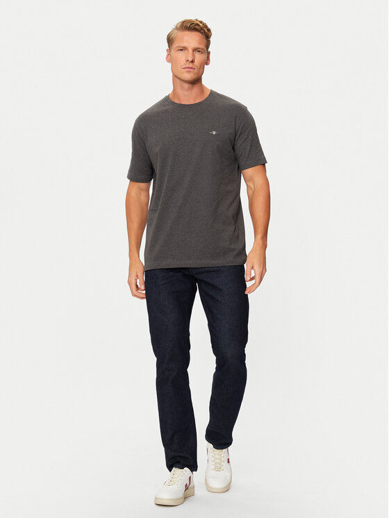 Gant Gant T-krekls Shield 2003184 Pelēks Regular Fit