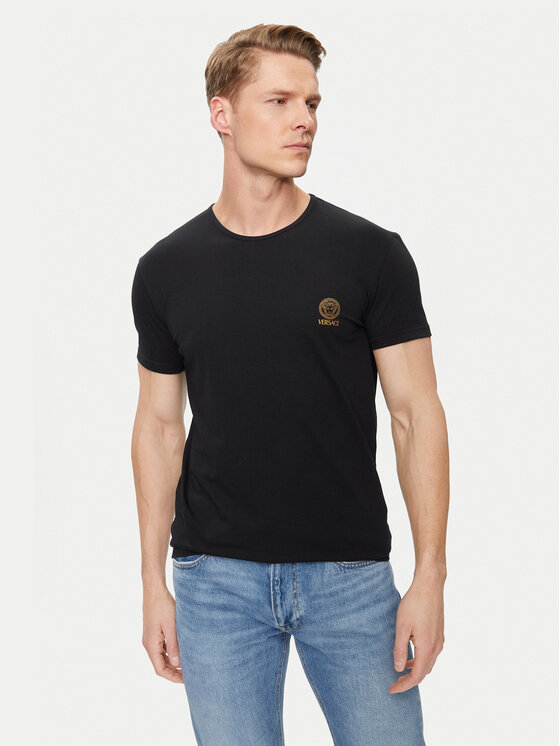 Versace T-krekls Medusa AUU01005 Melns Slim Fit