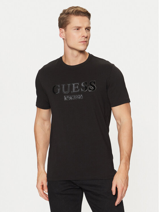 Guess Guess Тишърт M5RI12 J1314 Черен Slim Fit
