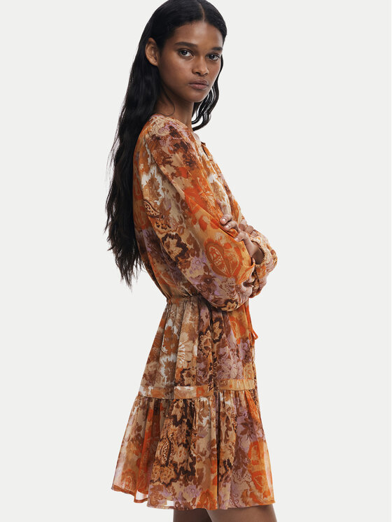 Desigual Desigual Každodenní šaty Bohoshort 25WWVW18 Oranžová Relaxed Fit