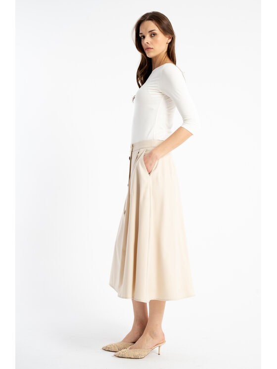 CLICK CLICK Φούστα midi 50-744 Μπεζ Flare Fit