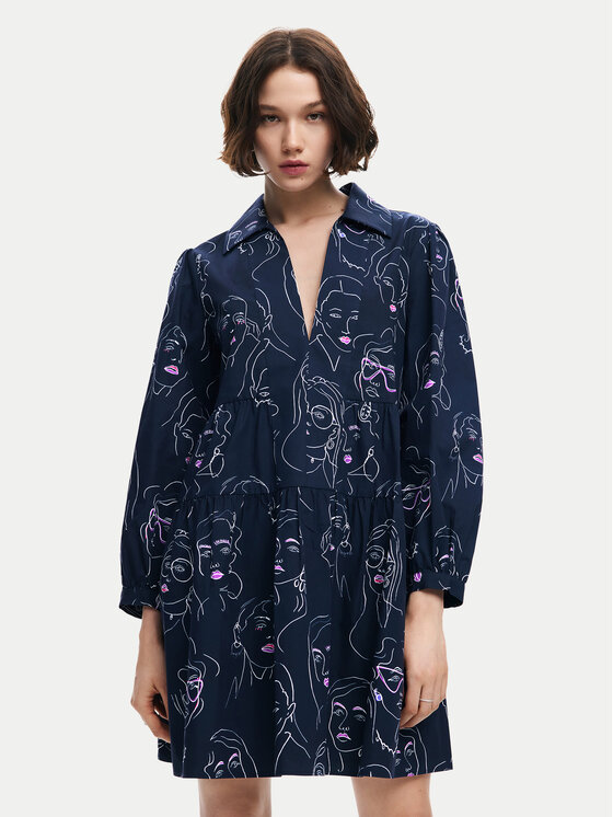 Desigual Desigual Každodenní šaty Louisville 24WWVW66 Tmavomodrá Loose Fit
