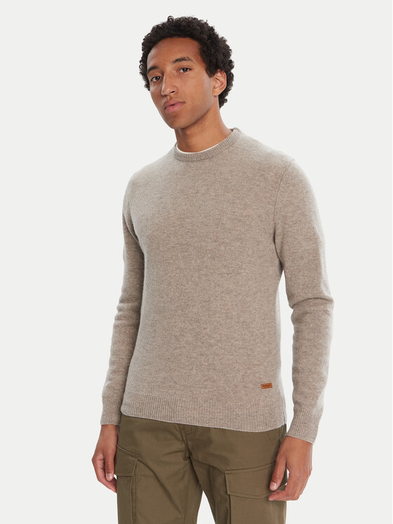 Barbour Sweter Patch Crew MKN0584ST51 Beżowy Regular Fit