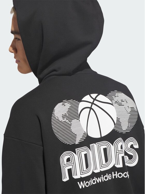 adidas adidas Bluza World Wide Hoops Czarny Loose Fit