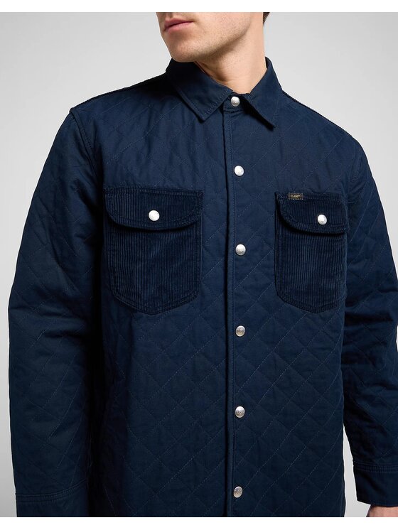Lee Lee Kurtka przejściowa MIXED MEDIA OVERSHIRT Niebieski Regular Fit