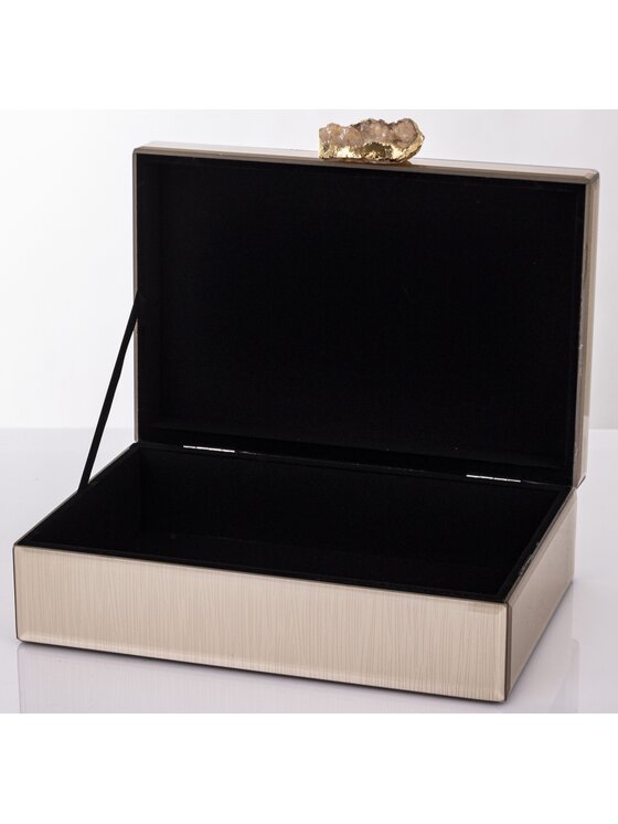 MIAhome MIAhome Szkatułka na biżuterię z MDFu z agatem 8x24x18,5 cm szampańska Beżowy