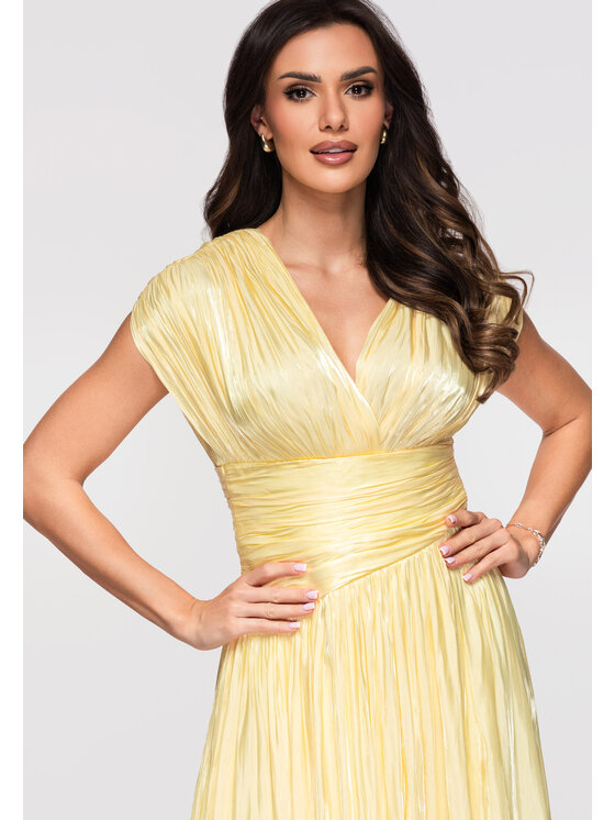 Ombre Ombre Sukienka wieczorowa LA-OM-DLR363 Żółty Regular Fit