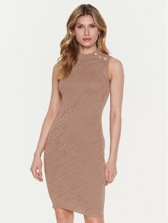 Guess Guess Džemper haljina Paula W3GK62 Z36O0 Bež Slim Fit