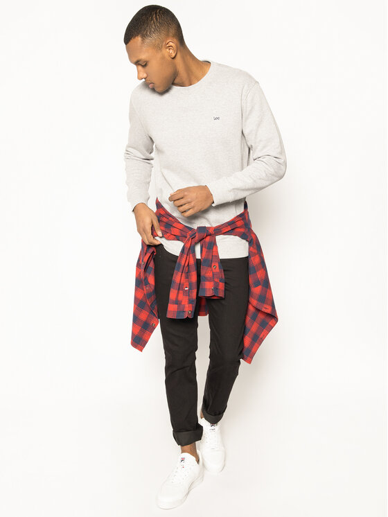 Lee Lee Bluza Plain Crew L81ITJMP 112121797 Szary Regular Fit