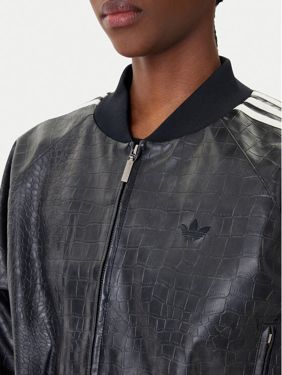 adidas adidas Jakna iz umetnega usnja Pleather KE5035 Črna Oversize