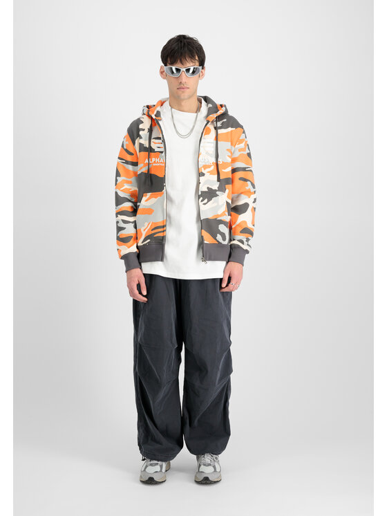 Alpha Industries Alpha Industries Bluza Basic Camo Puff Print Zip Hoodie Pomarańczowy Regular Fit