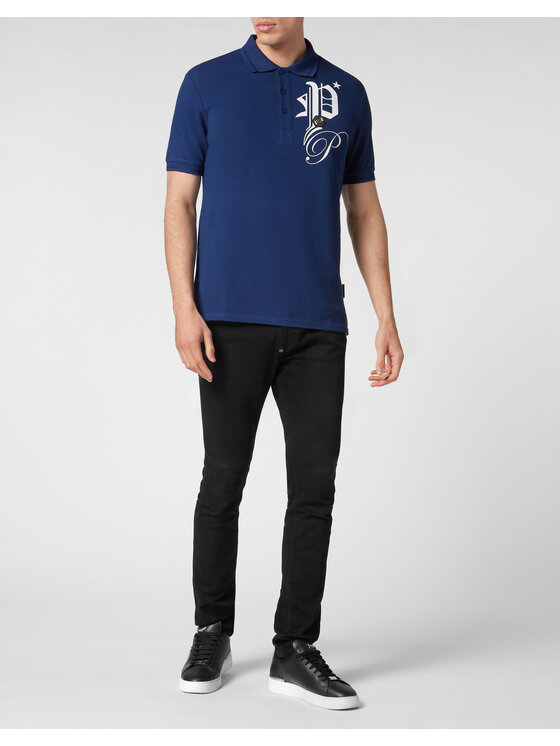 PHILIPP PLEIN PHILIPP PLEIN Polo 275 Niebieski jasny Slim Fit