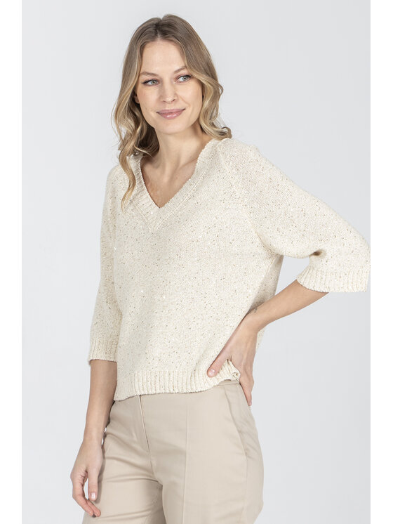 Deni Cler Milano Deni Cler Milano Sweter T-DC-S313-F2-10-12-1 Beżowy Regular Fit