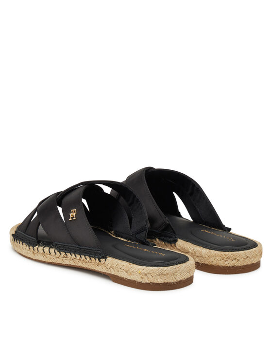 Tommy Hilfiger Tommy Hilfiger Espadrile Satin Espadrille Mule FW0FW08502 Negru