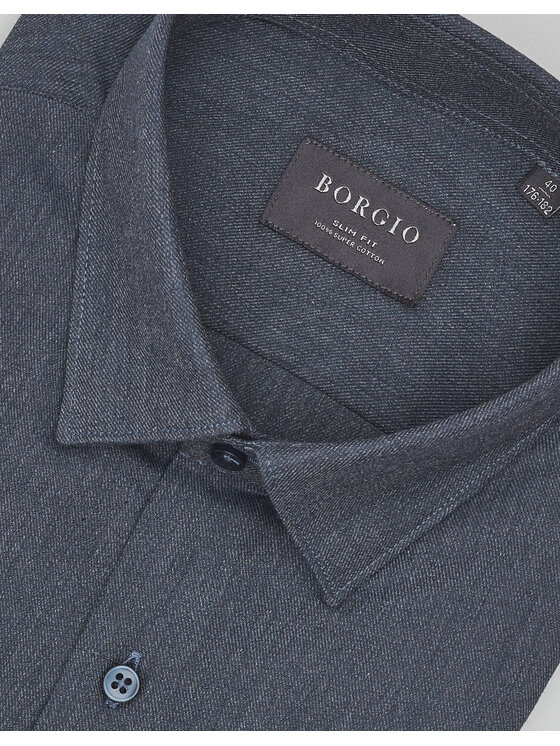 Borgio Borgio Koszula flero_00621 Granatowy Slim Fit