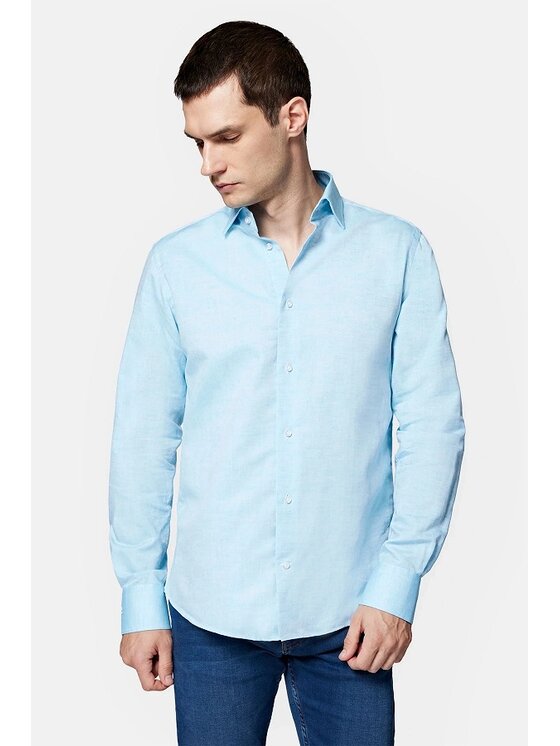 Lancerto Lancerto Koszula Farrah KO051223000009 Turkusowy Slim Fit