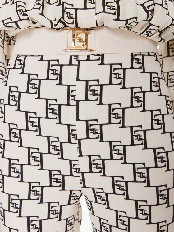 Elisabetta Franchi Elisabetta Franchi Medžiaginės kelnės PA-S14-41E2-V320 Écru Slim Fit