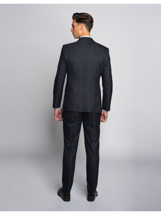 Borgio Borgio Spodnie garniturowe naro Granatowy Slim Fit