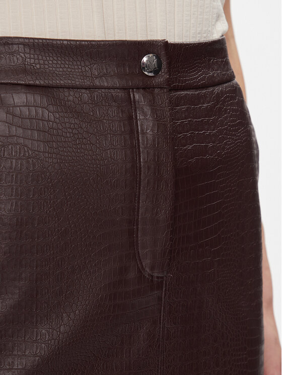 Max Mara Leisure Max Mara Leisure Spódnica skórzana Ethel 2416771027 Bordowy Regular Fit