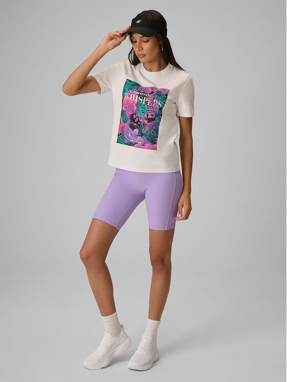 4F 4F T-Shirt TROPIC ORCHID Biały Relaxed Fit