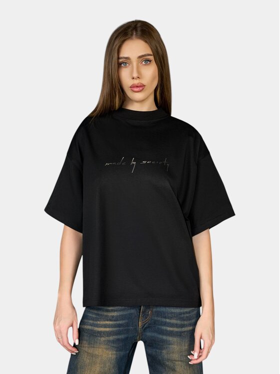 MADE BY SOCIETY MADE BY SOCIETY T-Shirt Tricou ENTROPY - T27293 Czarny Basic Fit