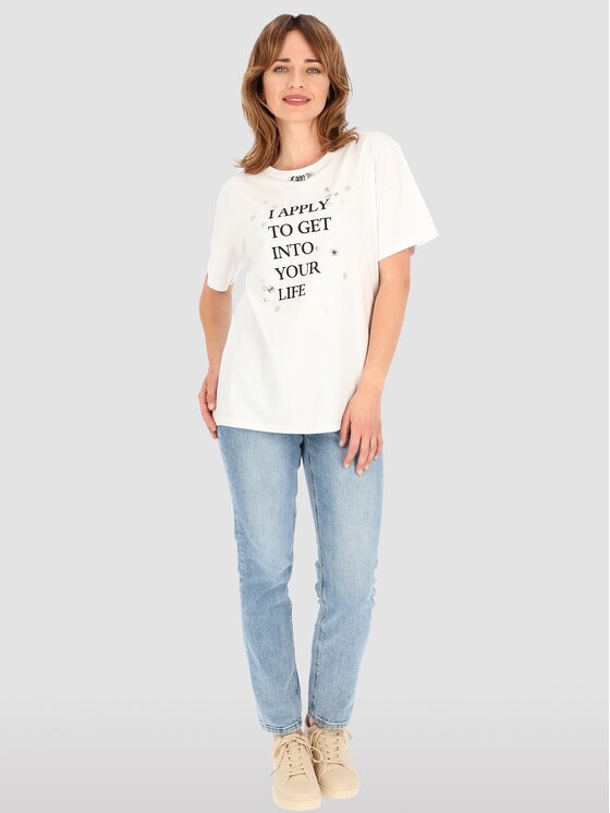 Perso Perso T-Shirt TCE245023F Bílá Regular Fit