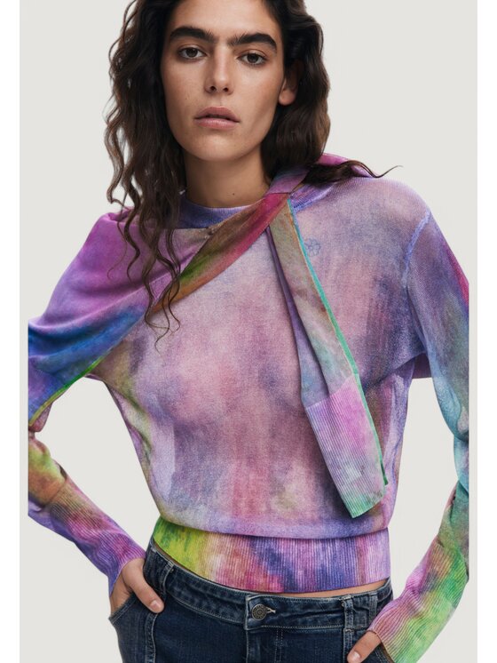 Desigual Desigual Πουλόβερ JERS_BOGEN Μωβ Shirt Fit