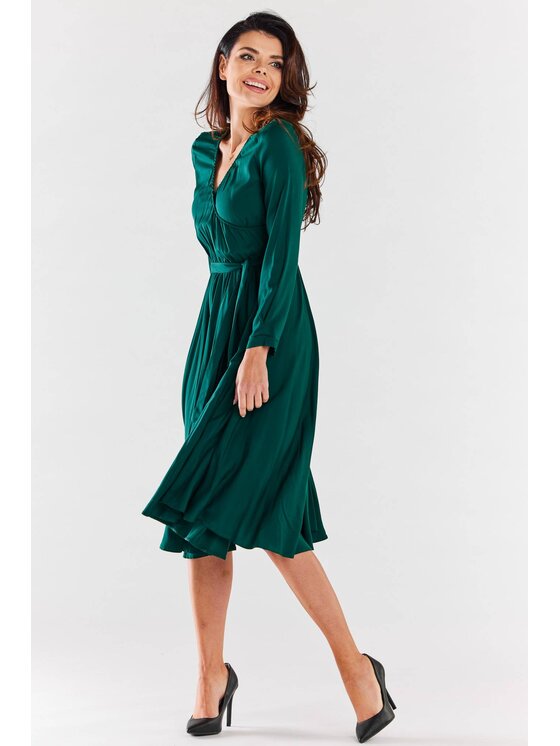 Awama Awama Letní šaty A471 Zelená Basic Fit