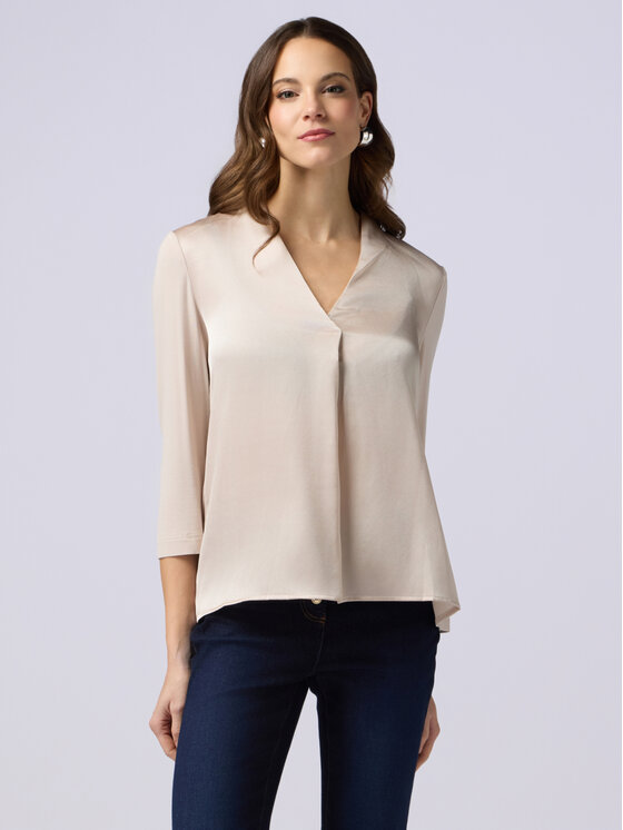 Oltre Oltre Bluzka G269J003985N002 Kremowy Regular Fit