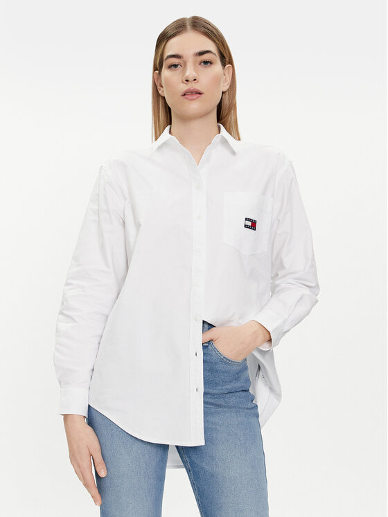 Női Ing Tommy Jeans, Méret: M, Fehér, Badge DW0DW17807