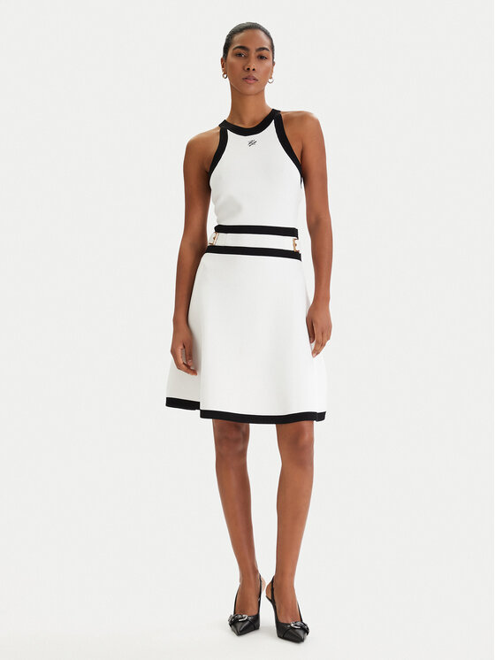 KARL LAGERFELD KARL LAGERFELD Sukienka dzianinowa B1W13004 Biały Regular Fit