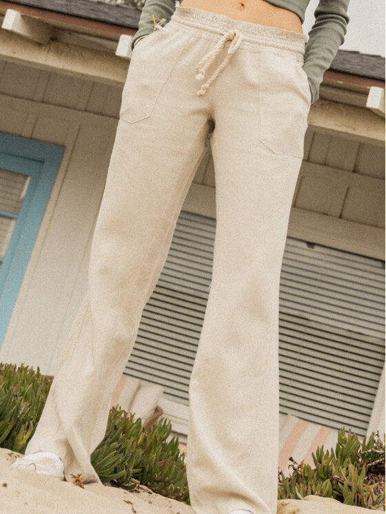 Roxy Roxy Pantaloni din material Oceanside ARJNP03006 Bej Easy Fit