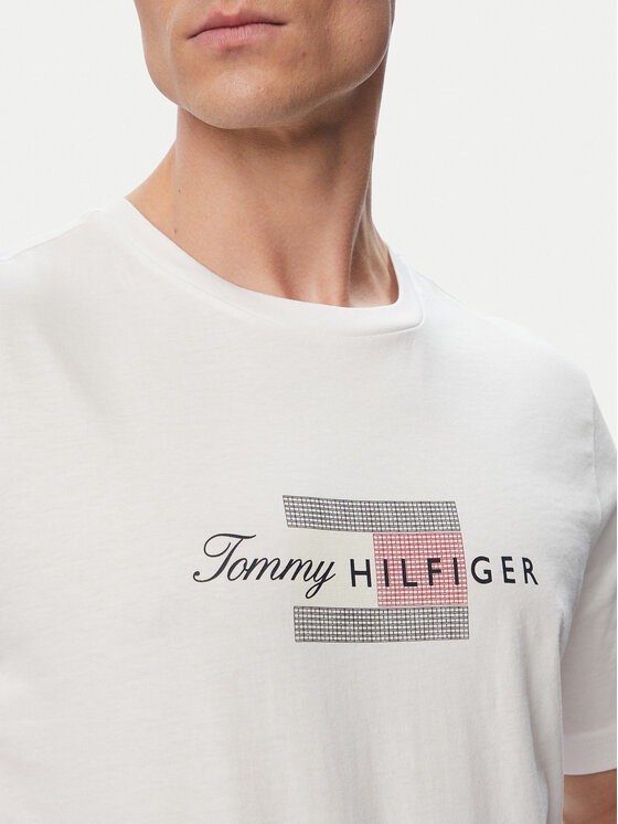 Tommy Hilfiger Tommy Hilfiger Majica MW0MW43226 Bela Regular Fit