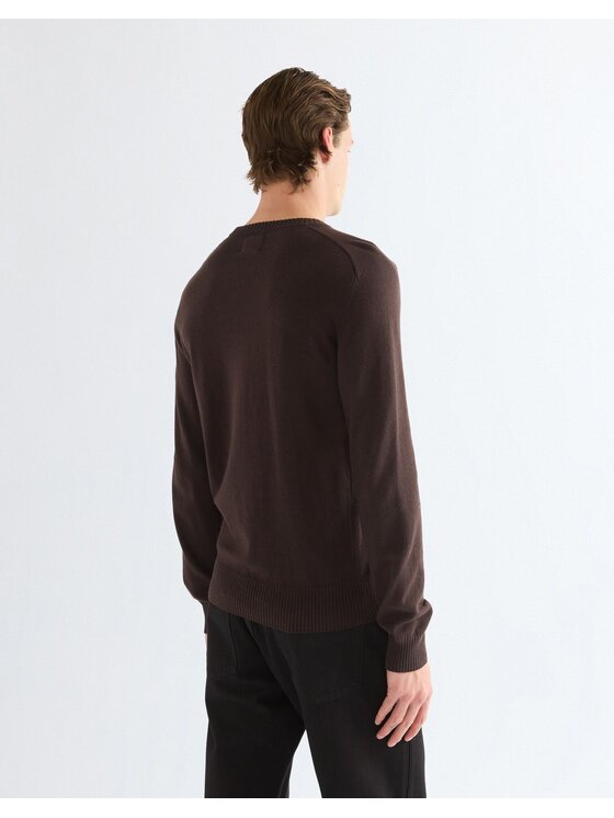 Wrangler Wrangler Sweter CREW NECK KNIT Brązowy Regular Fit