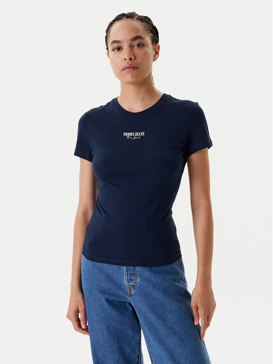 Tommy Jeans Tommy Jeans T-Shirt Essential DW0DW20913 Tmavomodrá Slim Fit