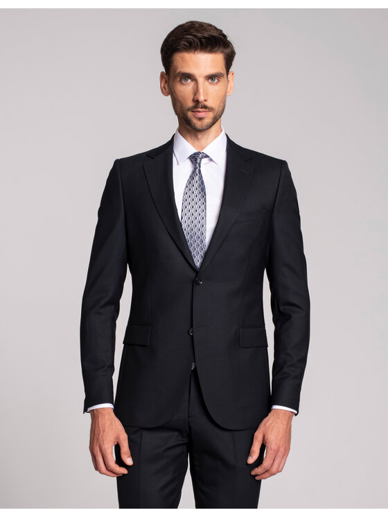 Borgio Borgio Marynarka rosolini_02 Granatowy Slim Fit