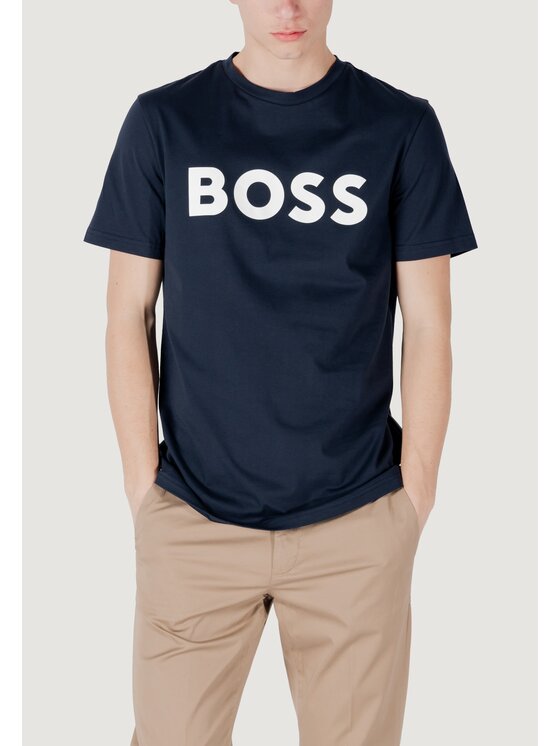 BOSS BOSS T-shirt THINKING 1 Blu Shirt Fit