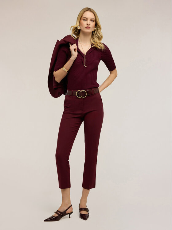 Motivi Motivi Spodnie materiałowe P203Q004394N036 Bordowy Slim Fit