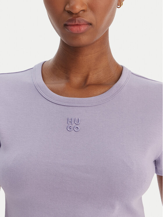 HUGO HUGO T-Shirt Delanor 50512000 Fioletowy Slim Fit