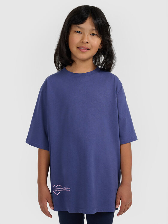 4F 4F T-Shirt BASIC+ Niebieski Oversize