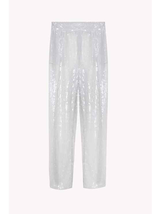 Epuzer Epuzer Pantaloni di tessuto transparent sequin Grigio Loose Fit