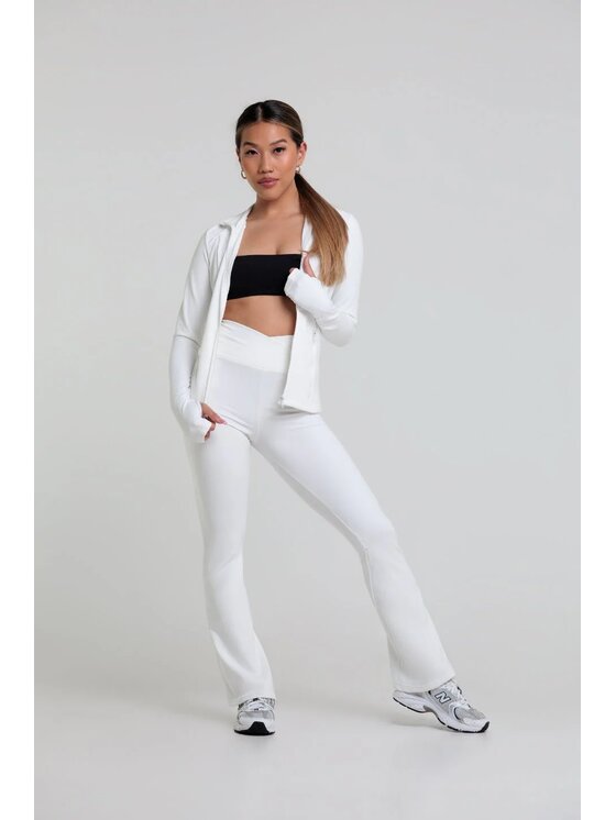 Chiara Wear Chiara Wear Spodnie materiałowe Spodnie ocieplane z pasem X WINTER FLARE Biały Slim Fit