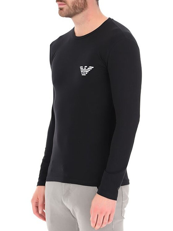 Emporio Armani Emporio Armani S dlouhým rukávem 111023-1A725 Černá Slim Fit