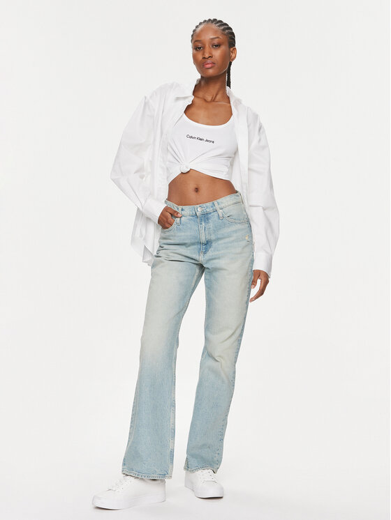 Calvin Klein Jeans Calvin Klein Jeans Top Institutional J20J221064 Biela Slim Fit