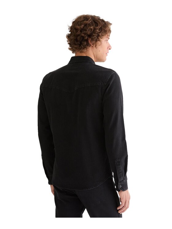 Wrangler Wrangler camicia di jeans 112378472 Nero Regular Fit