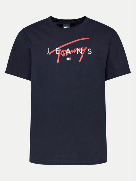 Tommy Jeans T-shirt Signature Twist DM0DM19683 Tamnoplava Regular Fit